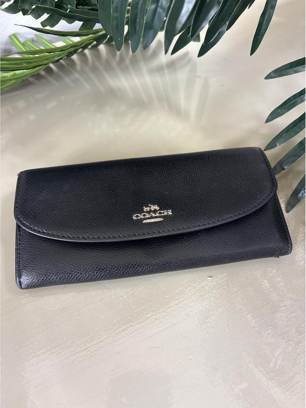 Coach Black Leather Continental Wallet Purse Ladies Vintage